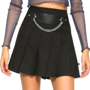 Royal bones pleated black mini skirt Gothic punk